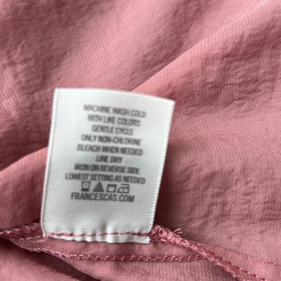 Pretty pink Boho floral embroidered ruffle sleeves, silky top Sz S/M - Picture 10 of 10